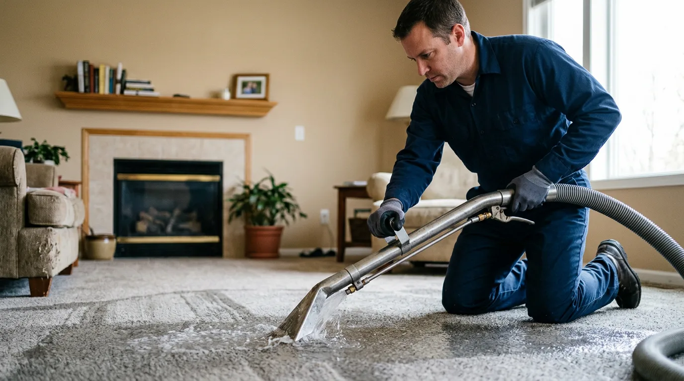 Water damage restoration technician working near Hadley, NY